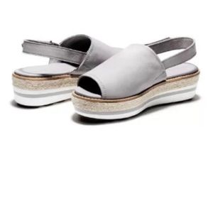 Timberland Emerson Point Peep Toe Leather Espadrille Wedge Sandals